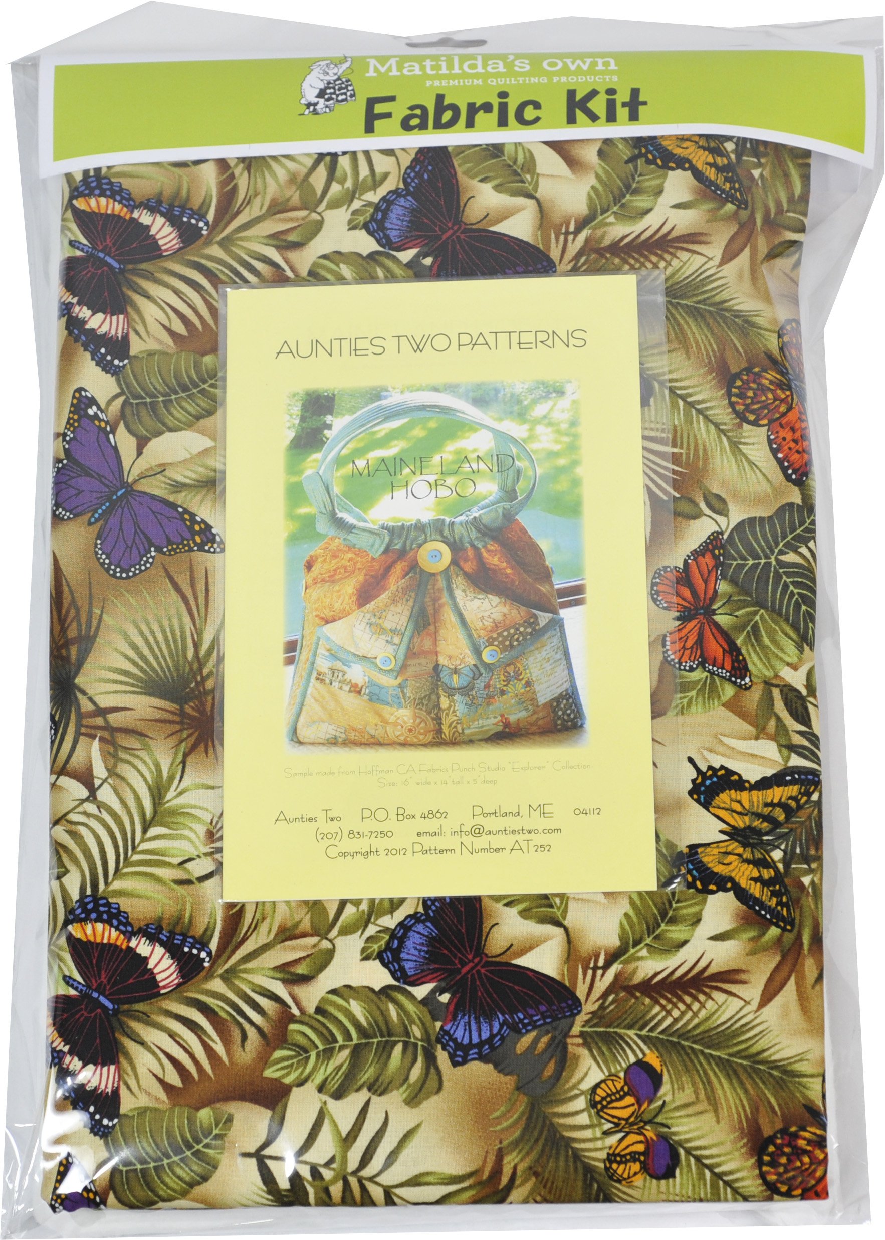 Aunties Two Maineland Hobo Pattern,Fabric & Batting Kit